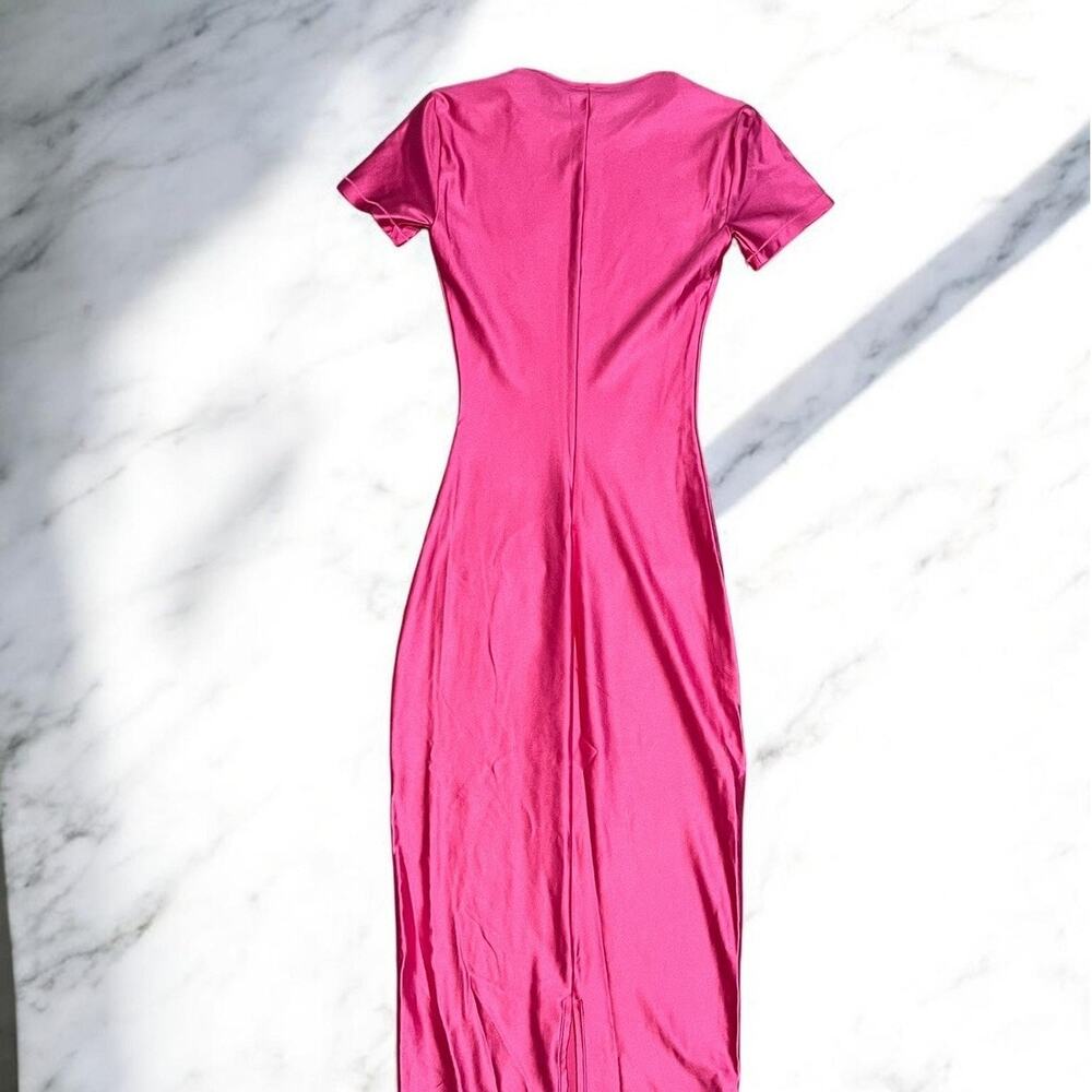 SKIMS XS Hot Pink Short Sleeve Bodycon Jersey Maxi Dress Women’s Nylon Spandex - Picture 5 of 7
